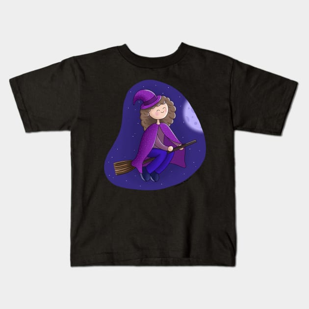 Purple Witch Kids T-Shirt by sombrasblancas